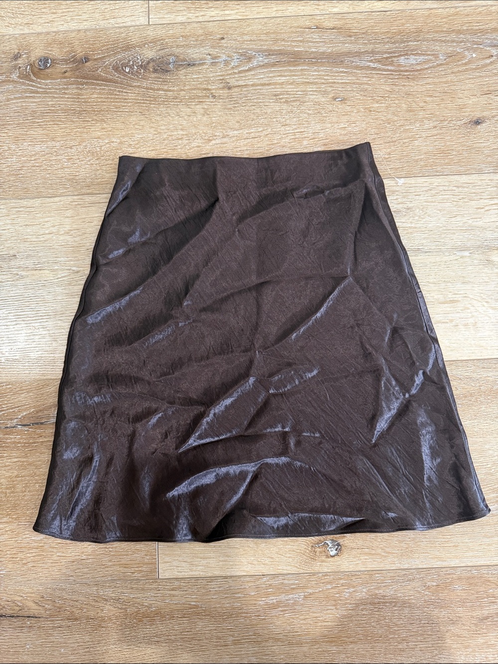 Babaton Chocolate Brown Satin A-Line Skirt